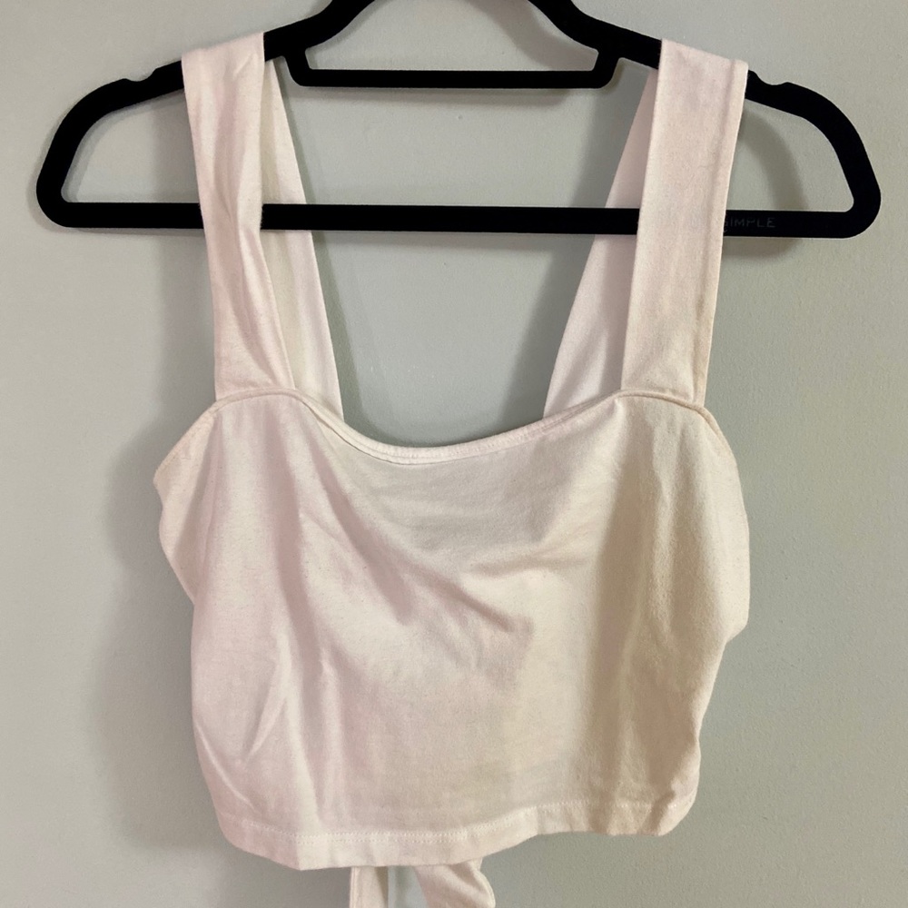 White Tie Back Crop Top